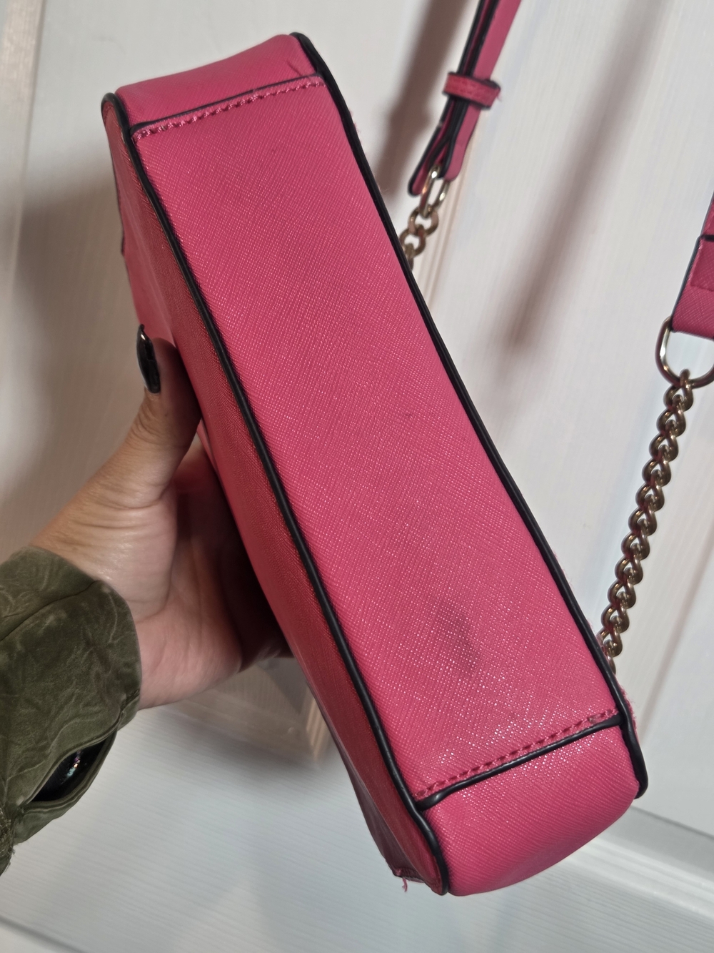 Michael Kors Jet Set Large Saffiano Leather Crossbody Bag - Dragonfruit Pink - Picture 4 of 13